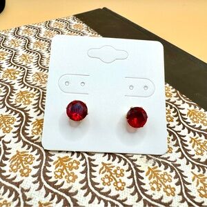 Red 14k Gold Plated Cubic Zirconia 8 MM Studs